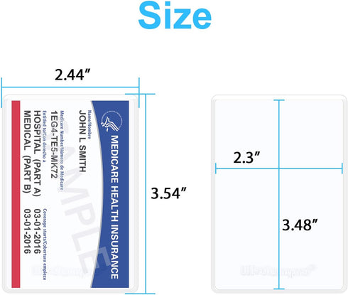 Wisdompro 20 Pack Medicare Card Protector Sleeves, 6 Mil Clear PVC Wallet Size Plastic Cover for Cards