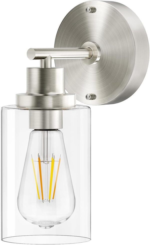 BUTHY Brushed Nickel Wall Light: LED Wall Sconces Indoor, Modern Sconces Wall