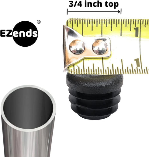 Premium Grade 3/4 Inch Round Plastic Plug / 20 Pack / Black End Caps / Durable Chair Glide Inserts for Legs