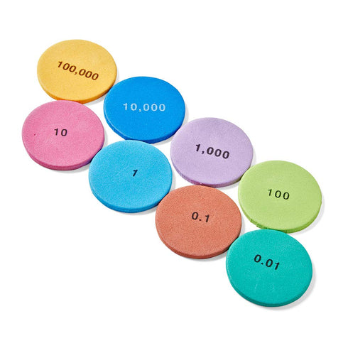 hand2mind Soft Foam Place Value Disks, 8 Values, Counting Chips for Kids, Pack of 200