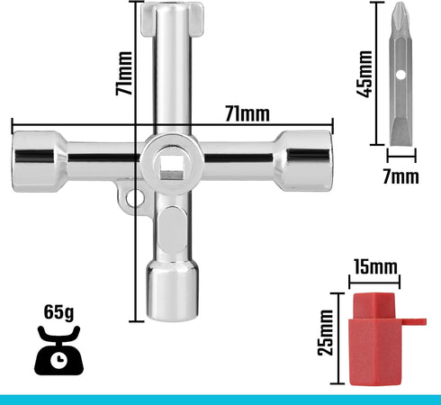 DURATECH 4 Way Sillcock Key with Bit, Multi-functional Water Key for Valve, Faucet, and Spigots