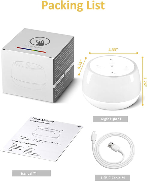 3 9 Dimmable, Kids Night Light Touch Modes & Colors Changing, Rechargeable Bedside Lamp Stepless Portable Touch Table