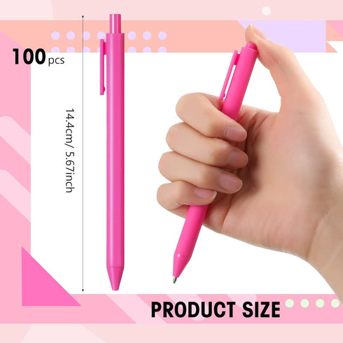 Fulmoon 50 Pcs Ballpoint Pens Bulk Retractable Comfortable Writing Pens Cute Back to School Supplies in Medium Point 1.0 mm for Teacher Student Bridal Shower Baby Shower (Rose Red,Black Ink) by Fulmoon