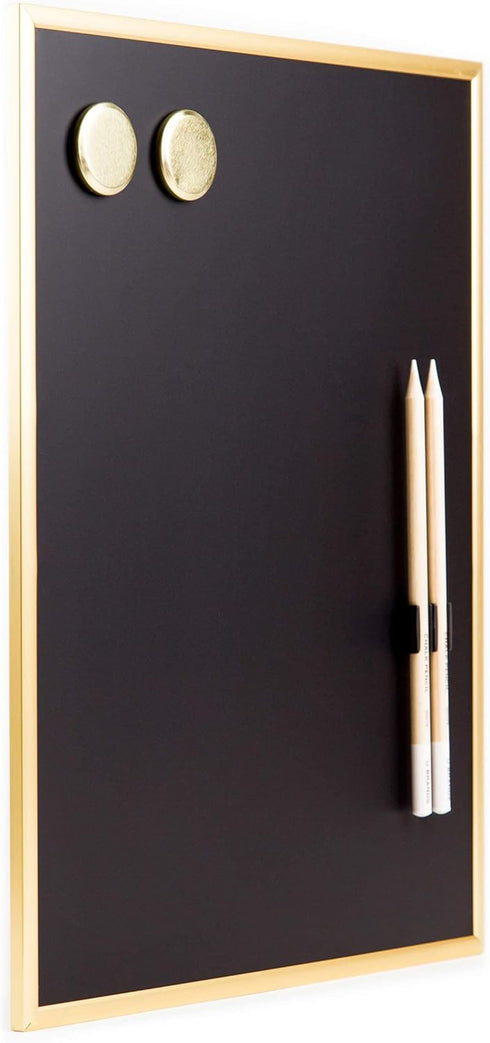 U Brands Magnetic Chalkboard - 11"x14" with Gold Metal Frame, Premium Matte Surface, Includes Chalk Pencils and Magnets