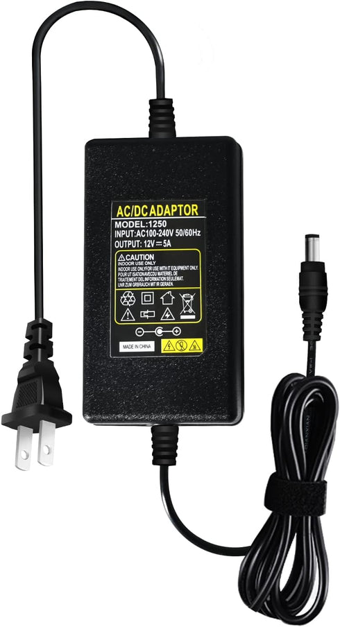 YM E-Bright 12V 5A Power Supply Adapter, 100V-240V AC to 12V DC Converter for LED Strip Light