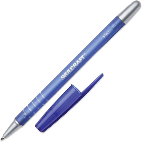 SKILCRAFT 7520-01-357-6843 Rubberized/Refillable Medium Ball Point Pen, Blue (Pack of 12) by Skilcraft