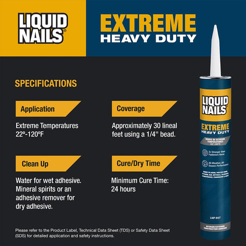 Liquid Nails - 414607 LN-907 Extreme Heavy Duty Construction Adhesive, 10 oz