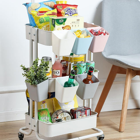 SEIWEI 4X Hanging Cup Holders, Multipurpose Rolling Cart/Pegboard Accessories for Art & Craft Supplies, Space Saving