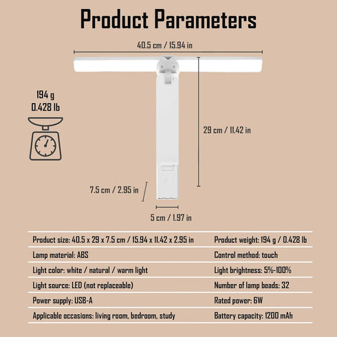 kvppvt LED Double Head Desk Lamp, Rechargeable Portable Small Table Lamp, Adjustable Light Color and Brightness, USB