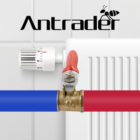 Antrader 4 Pcs Mini Shut Off Switch Forged Brass Ball Valve, 1/4" Hose Barb x 1/4" Hose Barb, 180 Degree Handle