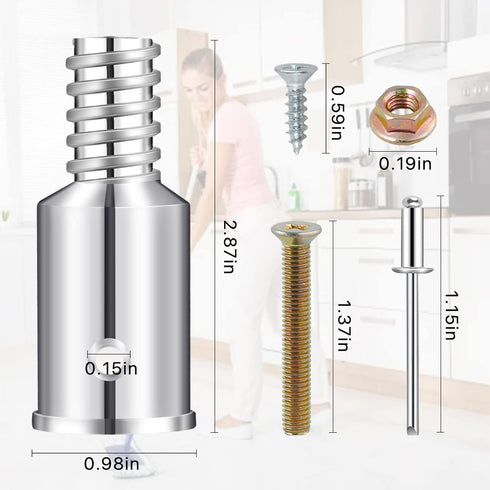 6Pcs Threaded Tip Replacement, Broom Handle Threaded End, Ultra Threaded Tip Repair Kit, Metal Broom Handle Adapter for 0.98 Inch Broom Stick Pole by Elesunory