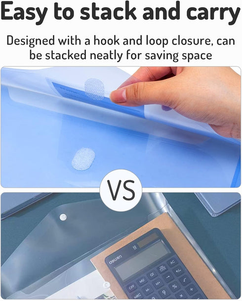 Forvencer Binder Pocket, 5 Pack Heavyweight Poly Binder Pocket with Hook and Loop Fasteners