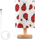 Qilmy Ladybug Bedside Table Lamp with LED Light Included, Button Switch Control for