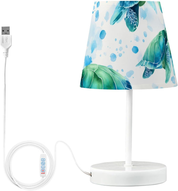 ALAZA Bedside Lamp Watercolor Green Sea Turtle Table Lamp for Bedroom Desk