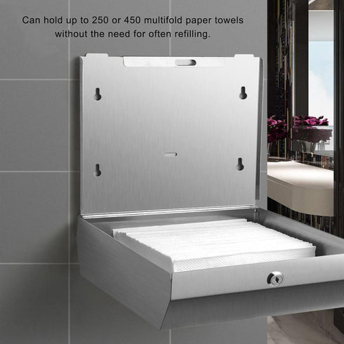 Comercial Paper Towel Dispenser Wall Mount, Stainless Steel Hand Towel Dispenser with Lock, Trifold/C Fold Paper Towel