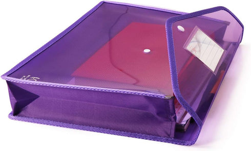 Eco-Friendly Plastic File Wallet Folders, Expandable Envelope Folder with Snap Button Closure, 6 Assorted Colors
