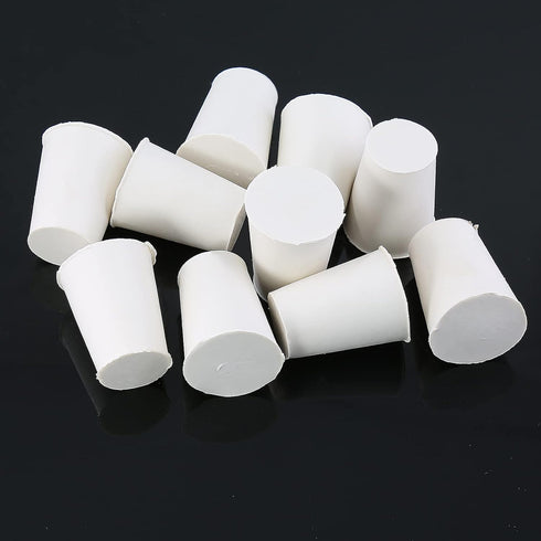 10 Pcs 2# White Solid Rubber Stoppers Tapered Lab Plugs, Dia. 20mm x Dia. 15mm - Height 26mm