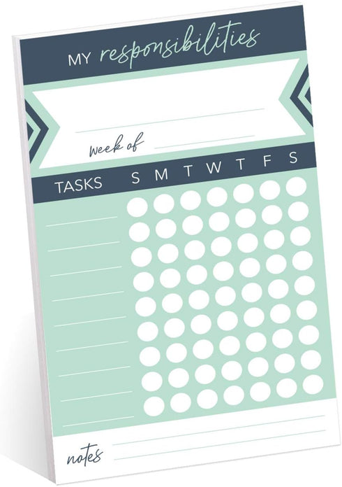 Modern Weekly Chore Chart, 6" x 10" Sticky Note Fill-in Task List for Homeschool Assignments