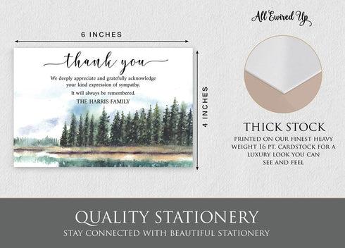 All Ewired Up Forest Funeral Thank You Cards Mountain Memorial Sympathy Cards, Nature-Inspired Bereavement Thank You