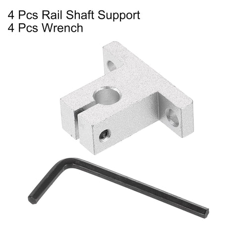 uxcell 4pcs SK8 Aluminum Linear Rod Rail Shaft Support for 8mm Diameter Shaft, Mounting Bracket for CNC Machine, 3D