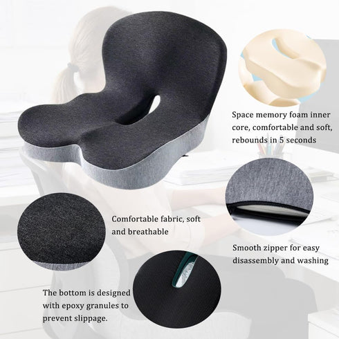 QCYHDF Memory Foam Orthopedic Cushion, Car Wheelchair Buttocks Pressure Reducing Cushion, Lumbar Support Pillow