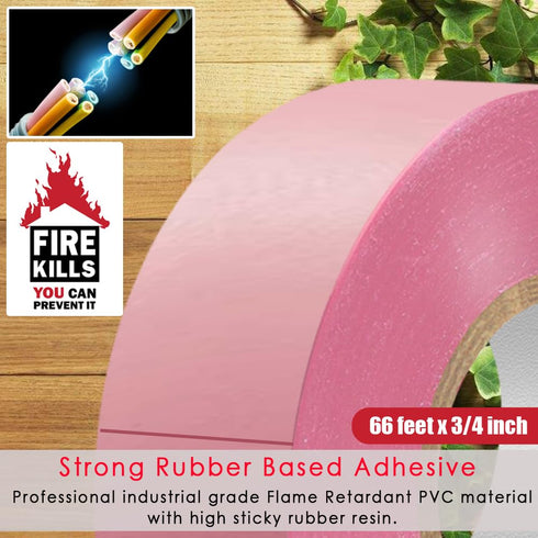 Pink Electrical Tape, 66 feet x 3/4 inch, Waterproof, Strong Adhesive, Vinyl Rubber for 600V & 176?