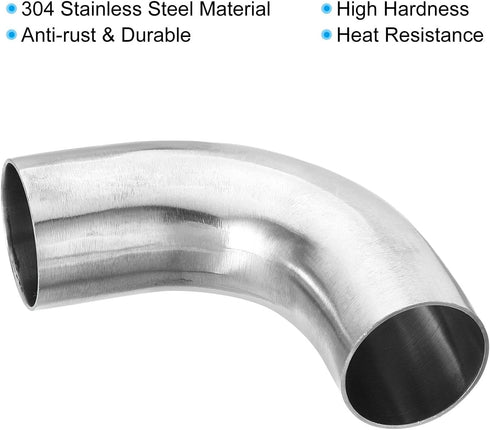 PATIKIL 2pcs 90 Degree Mandrel Bend Elbow, 1 1/2 Inch OD Steel Exhaust Elbow for Exhaust Pipe Stair Handrail HVAC