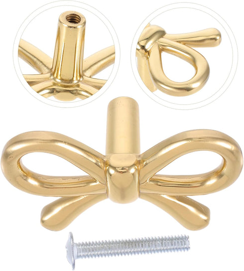 NUOBESTY Brass Bowknot Drawer Pulls Stylish Cabinet Knobs for Dresser Shoe Cabinet Bedside Table Easy to Install