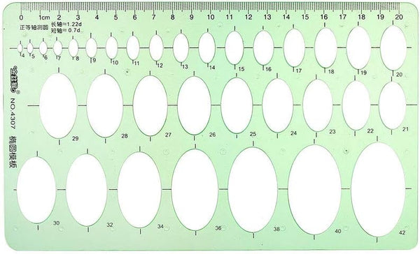 uxcell Geometric Drawing Template, Oval Style Measuring Ruler 20cm for Engineering Drafting