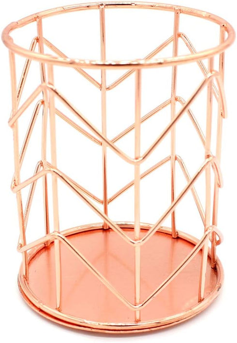 Pencil Holder, Metal Pen Pencil Holder, Rose Gold Desk Stationery Organizer for Home, School, Office Supplies
