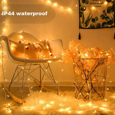 Christmas String Lights, 33FT 100 LEDs Warm White Indoor Tree Lights, 8 Modes with End-to-End Plug Fairy Lights