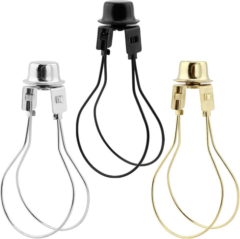 Pilarmuture 3pcs Set 3 Lamp Shade Holder, Adjustable Height, Iron Frame, Silver/Black/Gold Shade, Modern Style