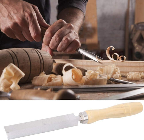 Rhombic File Coated Hand File with Wooden Handle for Metal Glass Grinding, Woodworking Garden Tool (5 inches)
