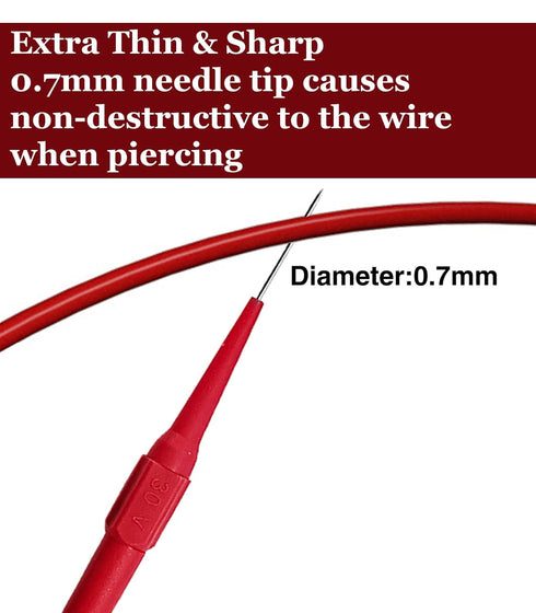 Extra-Thin Multimeter Test Leads, 0.7mm Probes, Circuit Tester Probe Pins, Non-Destructive Insulation Wire Piercing Lead
