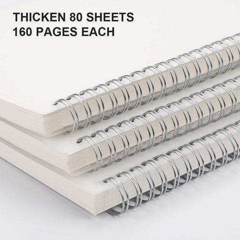 RETTACY Blank Journal Notebook 3-Pack - A5 Blank Spiral Notebook with 160 Pages per Pack, 100 GSM Premium Acid-Free Paper, Sketch Book for Drawing, Painting, Illustration, Artist, 5.7" × 8.3" by RETTACY