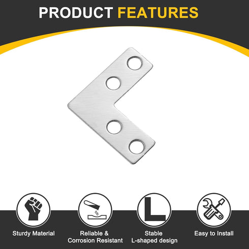 4Pcs 1.57"x1.57" (40x40mm, uxcell L-Shaped Brackets Corner Brace, Corner Bracket Shelf Bracket Right Angle Brackets