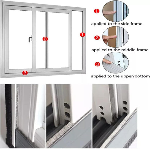 Weather Stripping Door Window Seal Strip, 33 Ft Self-Adhesive, Soundproofing, Draft Blocker, Gray, 0.35" Wide x 0.6"