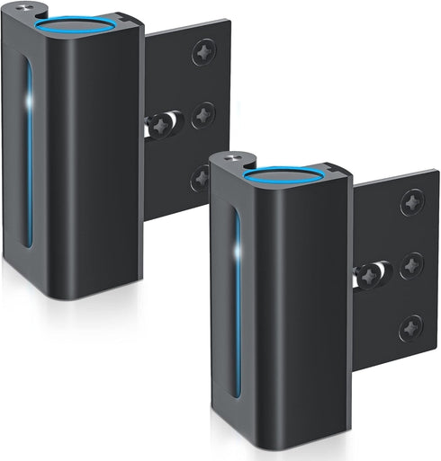 2Pack Door Reinforcement Lock Withstands 800lbs of Force - Black Extra Proof