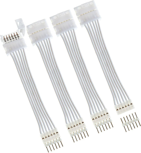 Litcessory 6-Pin to Cut-End Extension Connector for Nanoleaf Essentials Lightstrips (2in, 4 Pack, White)