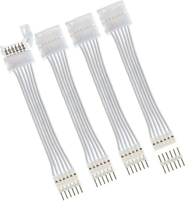 Litcessory 6-Pin to Cut-End Extension Connector for Nanoleaf Essentials Lightstrips (2in, 4 Pack, White)