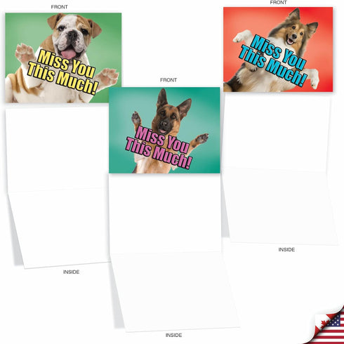 The Best Card Company - 10 Blank Assorted Notecards w/Envelopes, Boxed Greetings with Dogs