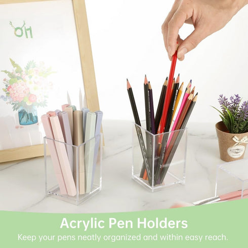 Generic Set 10 Of Acrylic Holders For Pens And Brushes, Clear Organizer Cups, Storage For Office, Home, And School