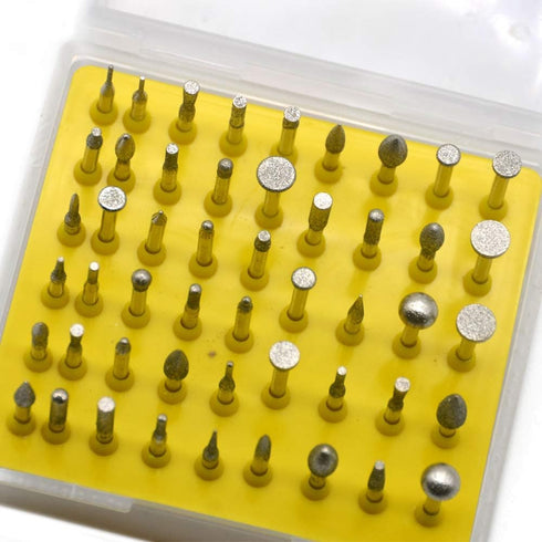 50-Piece 1/8-Inch Shank Diamond Coated Rotary Burrs Set for Dremel Tools, Diamond Burr Set for Jewelry, Glass, Stone,