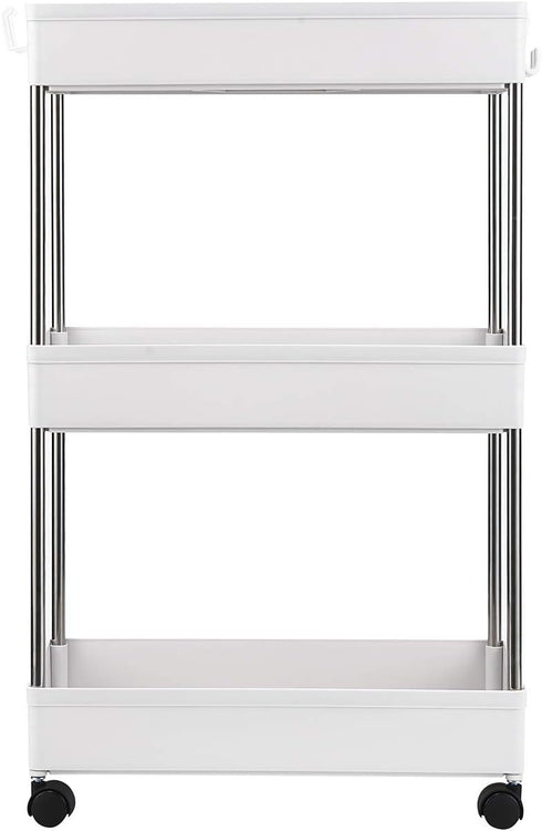 HopeHope 3-Tier Rolling Storage Organizer - Mobile Utility Cart Kitchen Cart with Wheels,