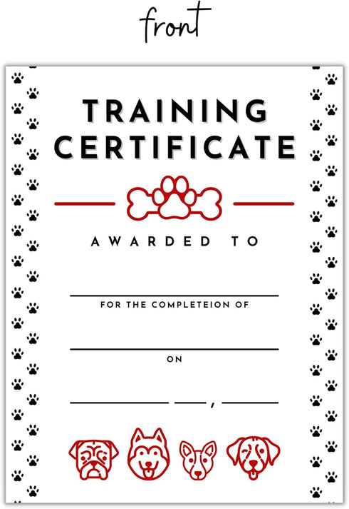 Pet Training Certificate of Completion | 50 pk 8.5 x 11” for Dog Trainers and Service Animal Graduation