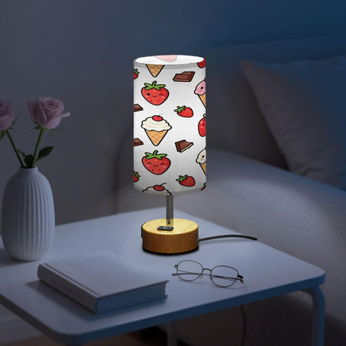 MOOCG 3 Dimmable Ice Cream Design Touch Control Table Lamp with Fabric Shade, Color Temperatures LED Desk Lamp, Eye