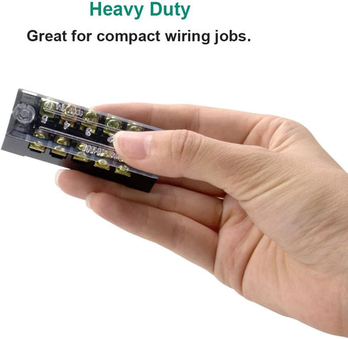 MILAPEAK Terminal Block and Strip, 10pcs (5 Sets) 5 Positions Dual Row 600V 15A Screw Terminal Strip Blocks with Cover