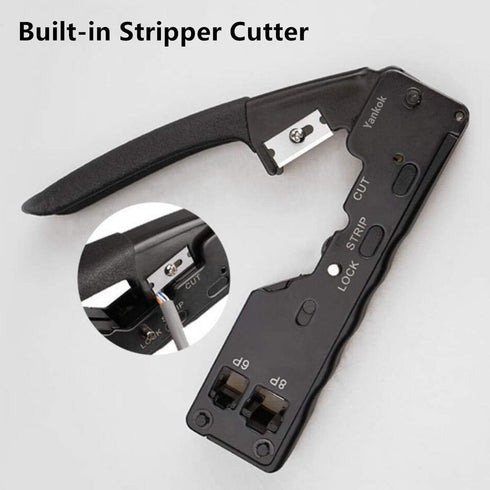 Yankok Pass Through Crimper for RJ45 Pass-thru and RJ45 RJ12 RJ11 8P 6P Regular Network Connectors