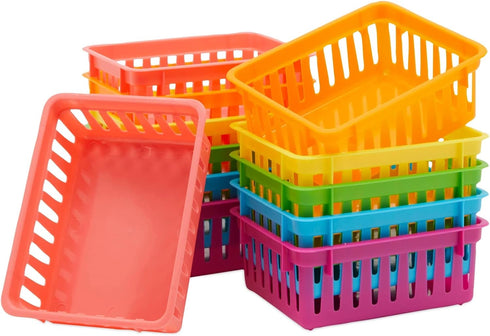 Bright Creations 12 Pack Small Plastic Classroom Storage Bins for Organization, School Supplies, 6 Colors