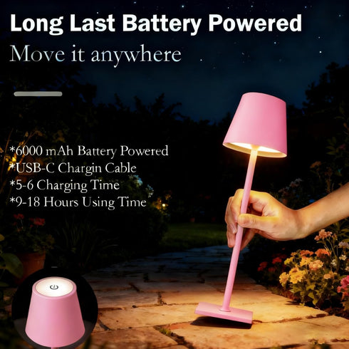 LamparaDecor Set 2,Cute Pink Rechargeable Table Lamp of Small Pink lamp for Girls Bedroom Accessories for Dorm Room